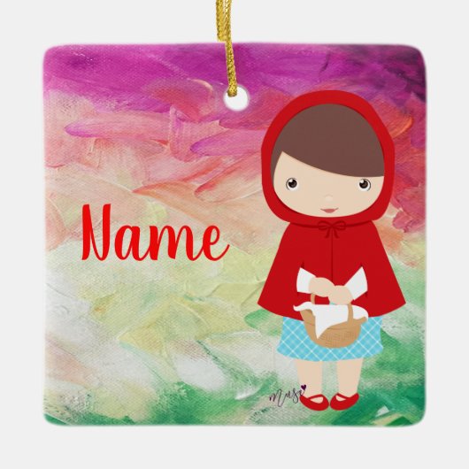 Kawaii Little Girl Red Ornament (Voorkant)