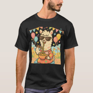 Kawaii Llama Eating Ramen – Schattige festivaleten T-shirt