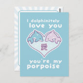 Kawaii Love Dolphins Briefkaart (Voorkant / Achterkant)