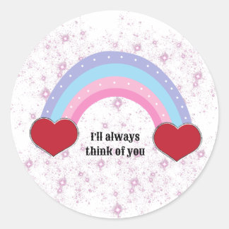 Kawaii love in the rainbow  ronde sticker