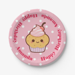 Kawaii Lovely Cupcake Birthday CUSTOM NAME Papieren Bordje