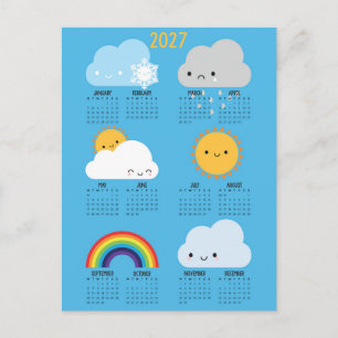Kawaii luchten gelukkig weer 2027 kalender briefkaart