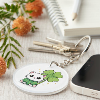 Kawaii Lucky Cat Sleutelhanger - St. Patrick's Day