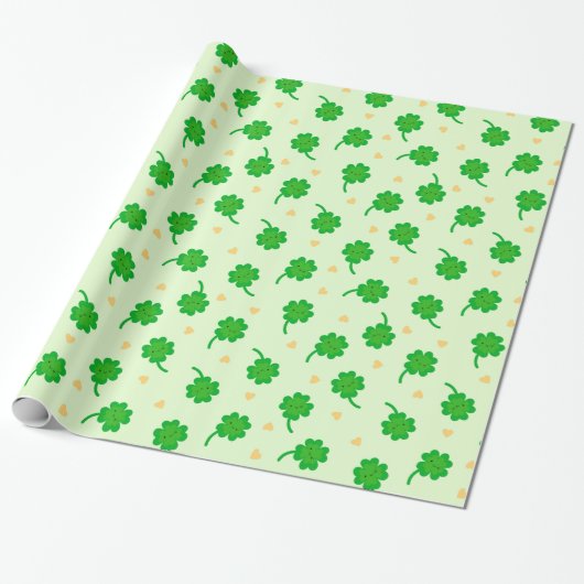 Kawaii Lucky Clover Cadeaupapier (Uitgerold)