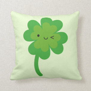 Kawaii Lucky Four Leaf Clover omkeerbaar Kussen