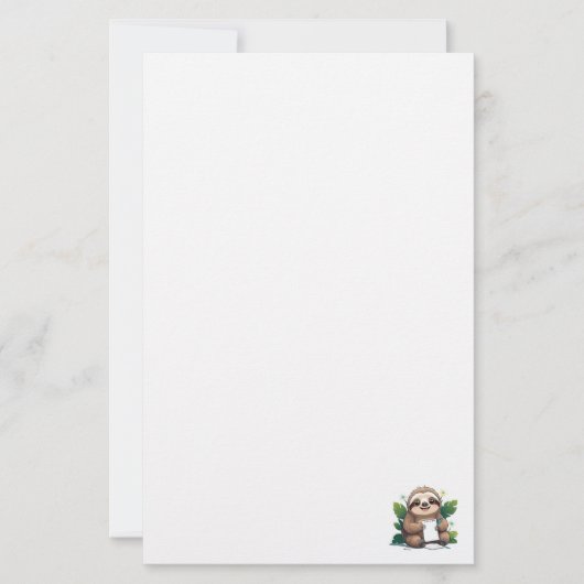 Kawaii Luiaard met pen en papier (Voorkant)