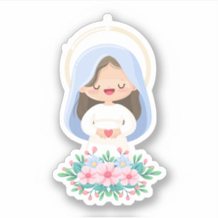 Kawaii Maagd Maria Heilig Hart Sticker