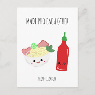 Kawaii Made Pho Voor Elkaar Valentijnsdag Noedels Briefkaart