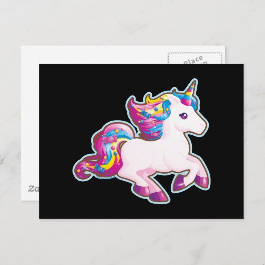 Kawaii Magical Snoep Unicorn Briefkaart (Voorkant / Achterkant)