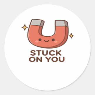 Kawaii Magnet Stuck On You Cute Playful Style Ronde Sticker