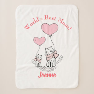 Kawaii mam Cat & Kitten Custom Sherpa Deken