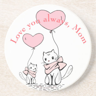 Kawaii mam Cat & Kitten Custom Zandsteen Onderzetter