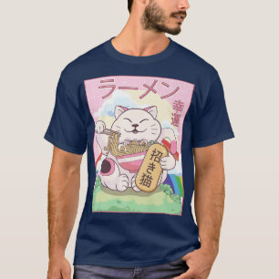 Kawaii Maneki Neko Cat Ramen Noodles Japans est T-shirt