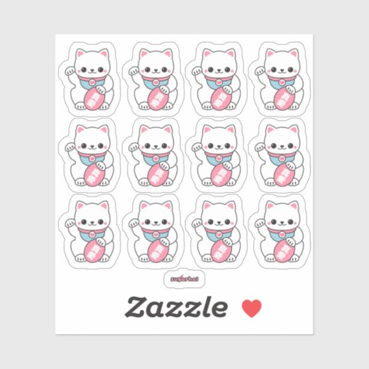 Kawaii Maneki Neko Sticker (Vel)