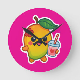 Kawaii Mango – Liefje Fruit met Hart Smoothi Ronde Klok