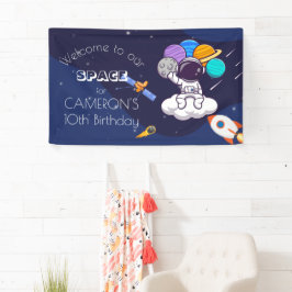 Kawaii marine blauwe ruimte astronaut thema feest spandoek