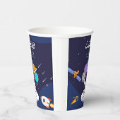 Kawaii marineblauw ruimte astronaut themafeest papieren bekers (Rechts)