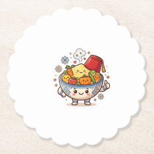 Kawaii Marokkaanse Couscous - Schattig Traditionee Kartonnen Onderzetters