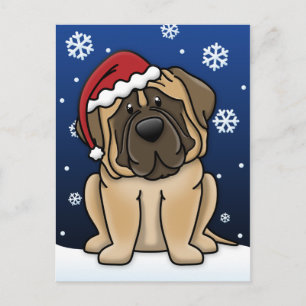 Kawaii Mastiff Christmas Feestdagenkaart