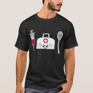 KAWAII MEDISCHE SPUIT ZAK LEPEL GENEESKUNDE GELUKK T-SHIRT