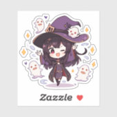 Kawaii Meisje en Geesten Sticker (Vel)