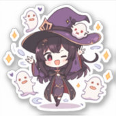Kawaii Meisje en Geesten Sticker (Voorkant)