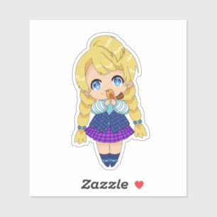 Kawaii meisje met vogel sticker