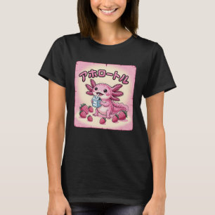 Kawaii Meme Axolotl Aardbei Melk Japanse Anime T-shirt