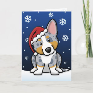 Kawaii Merle Cardigan Welsh Corgi Christmas Card Feestdagen Kaart