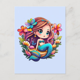 Kawaii Mermaid Briefkaart