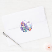 Kawaii Mermaid Party Ronde Sticker (Envelop)