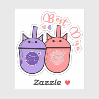 Kawaii Milk Tea Cup Vinyl Sticker | Beste Duo