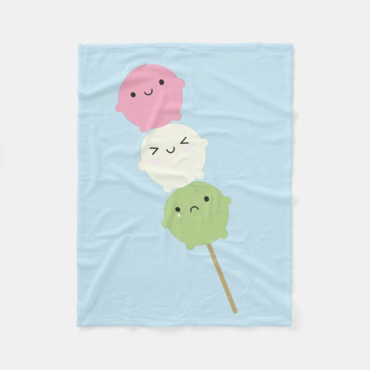 Kawaii Mochi Dango Fleece Deken (Voorkant)
