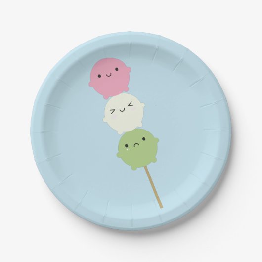 Kawaii Mochi Dango Papieren Bordje (Voorkant)