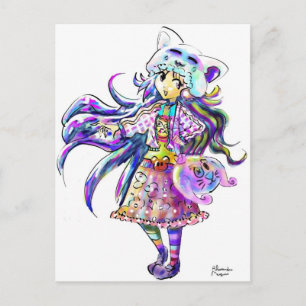 Kawaii Mode Cute Anime Girl - Manga Cool Style Briefkaart