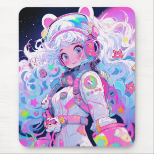 Kawaii Moe Pastel Space Astronaut Anime Meisje Muismat