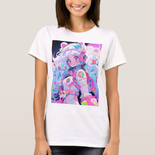 Kawaii Moe Pastel Space Astronaut Anime Meisje T-shirt