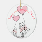 Kawaii Moederkat & Kitten Custom Keramisch Ornament (Links)
