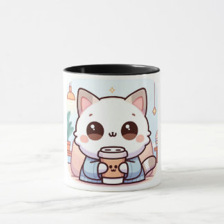 Kawaii mokkop met koffie – Illustratie van knuffel Mok