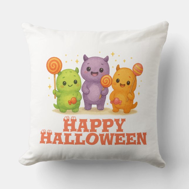 Kawaii Monsters & Lollipops Halloween Kussen (Voorkant)