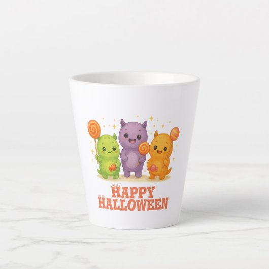 Kawaii Monsters & Lollipops Halloween Latte Mok (Voorkant)