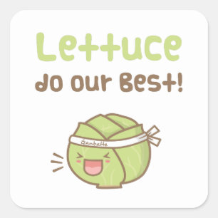 Kawaii Mooie Sla Doe Ons Best Puns Voedsel Humor Vierkante Sticker