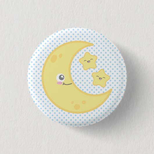 Kawaii Moon en Stars Button (Voorkant)