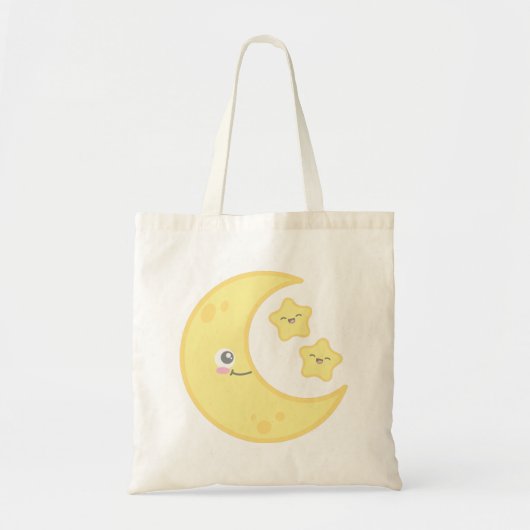 Kawaii Moon en Stars Canvas tas (Voorkant)