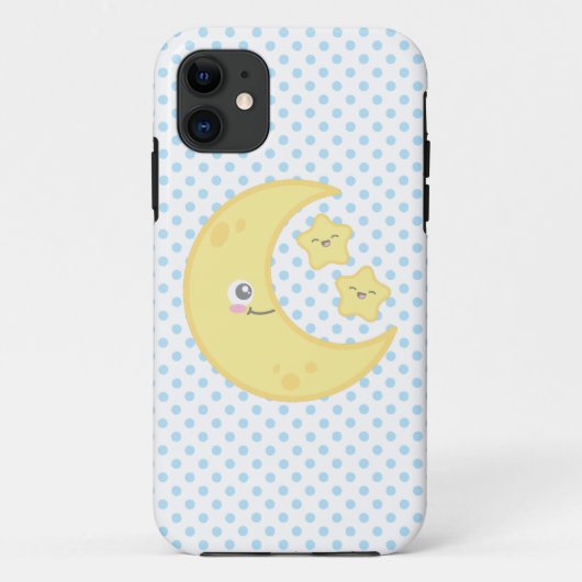 Kawaii Moon en Stars iPhone Case (Achterkant)