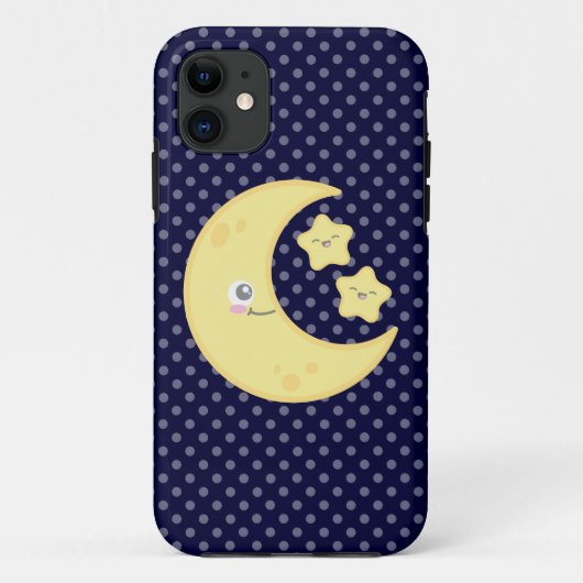 Kawaii Moon en Stars iPhone Case (Achterkant)