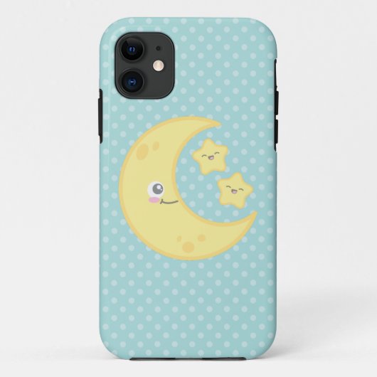 Kawaii Moon en Stars iPhone Case (Achterkant)