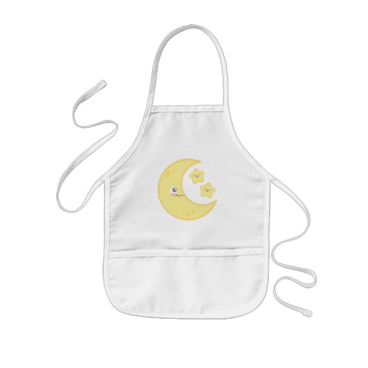 Kawaii Moon en Stars Kind Apron Kinder Schort (Voorkant)