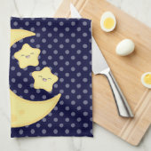 Kawaii Moon en Stars Kitchen Towel Theedoek (Quarter Fold)