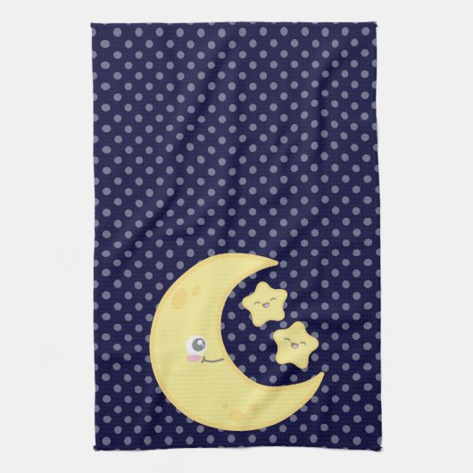 Kawaii Moon en Stars Kitchen Towel Theedoek (Verticaal)